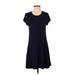 Pixley Casual Dress - A-Line Scoop Neck Short sleeves: Blue Print Dresses - Women's Size Small