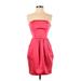 RACHEL Rachel Roy Casual Dress - Mini Strapless Sleeveless: Pink Print Dresses - Women's Size 0