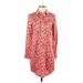 Gap Casual Dress - Shirtdress High Neck Long sleeves: Pink Floral Dresses - Women's Size X-Small