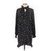 Zara Basic Casual Dress - Shift High Neck Long sleeves: Black Floral Dresses - Women's Size Small