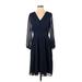 Ann Taylor Casual Dress - Midi: Blue Dresses - Women's Size 0