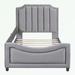 hanada Twin Size Daybed w/ Classic Stripe Shaped Headboard Upholstered/Velvet, Wood in Gray | 40.1 H x 41.3 W x 78.7 D in | Wayfair Hada20234266