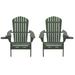 Rosecliff Heights Baeli Solid Wood Folding Adirondack Chair w/ Table Wood in Green | 35 H x 28 W x 32 D in | Wayfair