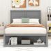 Red Barrel Studio® Brebner Beds, Platform Bed w/ Drawer on the Each Side & Shelf Wood in Gray | 46.5 H x 57.5 W x 77.8 D in | Wayfair