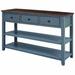 Red Barrel Studio® Retro Design Console Table w/ Two Open Shelves Wood in Blue | 30 H x 50 W x 16 D in | Wayfair 637578DE3D694E909414766E5A6762DA