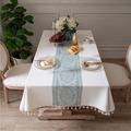 Dakota Fields Corradino Rectangle Floral Linen Tablecloth Linen in White | 70 W x 58 D in | Wayfair ACDDB3F89F714BD9B22BCA97E3457EE4