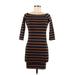 Forever 21 Casual Dress - Bodycon Boatneck 3/4 sleeves: Brown Print Dresses - Women's Size Medium