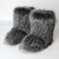 Bottes de neige en fausse fourrure de renard pour femmes chaussures moelleuses chaudes chaussures
