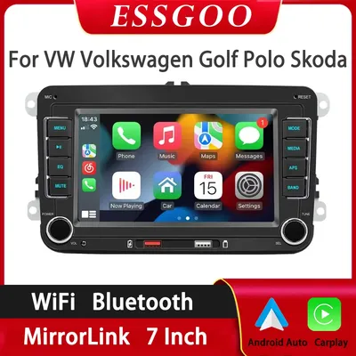 ESSGOO-Autoradio Android Carplay GPS 2 Din 7 " VW Volkswagen Skoda Octavia Golf 5/6 Touran