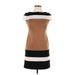 Nine West Casual Dress - Mini Crew Neck Short sleeves: Brown Color Block Dresses - Women's Size 4
