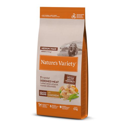 Sparpaket 2x12kg Nature's Variety Healthy Grains Medium/Maxi Adult Huhn Hundetrockenfutter