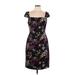 Nicole Miller New York Casual Dress - Party Square Short sleeves: Black Floral Dresses - New - Women's Size 10