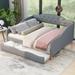 Full Size Vintage Upholstery Daybed with Trundle, Button Tufted Backrest and Button Tufted Backrest, Gray