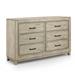 Alo 61 Inch Dresser, 6 Drawers with Metal Handles, Rustic White Finish