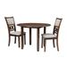 3pc 42 Inch Dining Table Set, Extendable Drop Leaves, 2 Chairs, Brown
