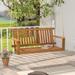 Gymax 2-Person Acacia Wood Outdoor Porch Swing Patio Hanging Bench