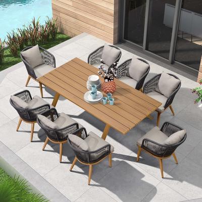 PURPLE LEAF Outdoor Dining Set for Garden Deck Wicker Table and Chairs Set-11 Piece