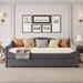 Teddy Fleece Twin Daybed Gray Sofa Bed Frame w/ Pull-out Trundle Bed