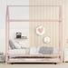 Pink Twin Sturdy Metal Bunk Bed Frame w/ Trundle Bed Frame, Unisex