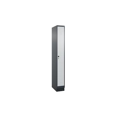 C+P Spind Classic PLUS, Sockel, 1 Abteil, HxBxT 195x25x50cm, Sicherheitsdrehriegel, Anthrazit/Hellgrau von PROREGAL Image
