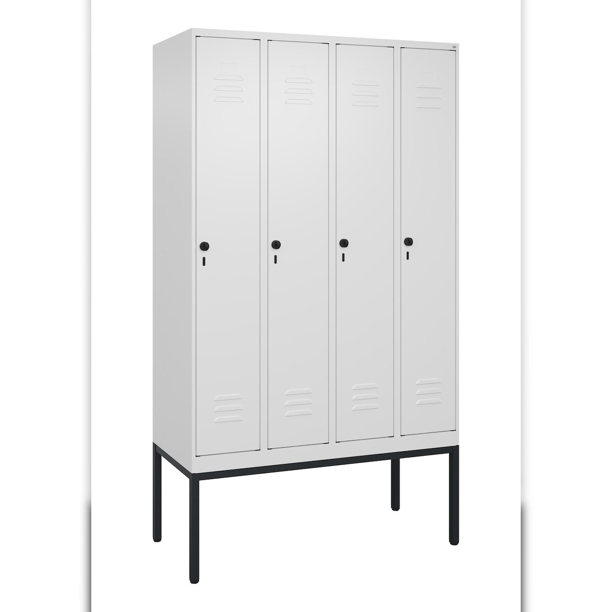 C+P Spind Classic PLUS, Gestell, 4 Abteile, HxBxT 212x120x50cm, Sicherheitsdrehriegel, Verkehrsweiß von PROREGAL Image