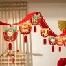 2024 Jahr der Drachen laternen Samt Fuzzy Pull Flaggen chinesische Mond Neujahr chinesische Neujahrs