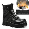 Männer Rindsleder Echtes Leder Motorrad Stiefel Kampf Stiefel Gothic Schädel Punk Stiefel Männer Motorrad Schuhe Mode Stiefel