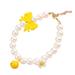 Farfi Pet Necklace Vivid Color Waterproof Resin Small Cat Dog Artificial Pearl Necklace Jewelry Pet Costume Pet Supplies (Yellow M)