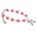 Farfi Pet Necklace Elegant Fine Workmanship Acrylic Dog Pattern Faux Pearl Jewelry Collar for Home (Red & White S)