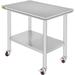 Vevor SYGZT36X24INDJL01V0 36 x 24 in. Stainless Steel Food Prep Work Table with 4 Wheels