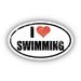 I Love Swimming I Heart Euro Oval Sticker Vinyl 3M Decal 3 In x 5 In