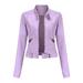 RYDCOT Coats for Women Plus Size Women s Slim Leather Stand Collar Zip Motorcycle Suit Belt Coat Jacket Tops on Clearance Pink