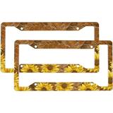 Sunflower License Plate Frame Yellow License Plate Bracket 2 Pack Set Licenses Plate Aluminum Metal Personalized License Plates Auto Car Tag for US Canada Standard Auto License Plate Covers