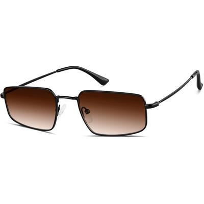 Zenni Men's Rectangle Rx Sunglasses Black Stainless Steel Full Rim Frame