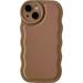 Solid Color Curly Wave Frame Soft Compatible with iPhone Case (Khaki iPhone 11 Pro Max)