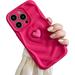 Hot Pink Heart Phone Case Compatible with iPhone 12 Cute Aesthetic 3D Sweet Cool Hot Pink Love Heart Phone Soft Cases for Women Girls