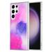 for Cute Galaxy S23 Ultra Slim Thin Glossy Soft TPU Holographic Rubber Gel Glitter Colorful Marble Floral Patterns Rugged Hard PC+Soft Silicone Phone Case for Samsung Galaxy S23 Ultra Pink+Purple