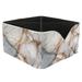 OWNTA Marble Pattern Square Pencil Storage Case with 4 Compartments Removable Dividers Pen Holder and Pencil Holder