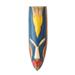 'Hand-Painted Yellow and Blue African Mask with Bird Detail'