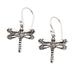 Ancient Dragonfly,'Sterling Silver Dragonfly Dangle Earrings from Bali'