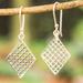 'Polished Geometric-Patterned Diamond-Shaped Dangle Earrings'