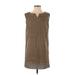 Boohoo Casual Dress - Mini V-Neck Sleeveless: Brown Dresses - Women's Size 4