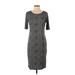 Lularoe Casual Dress - Sheath: Gray Fair Isle Dresses - Women's Size Small