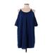 French Connection Casual Dress - Shift: Blue Solid Dresses - Women's Size Small