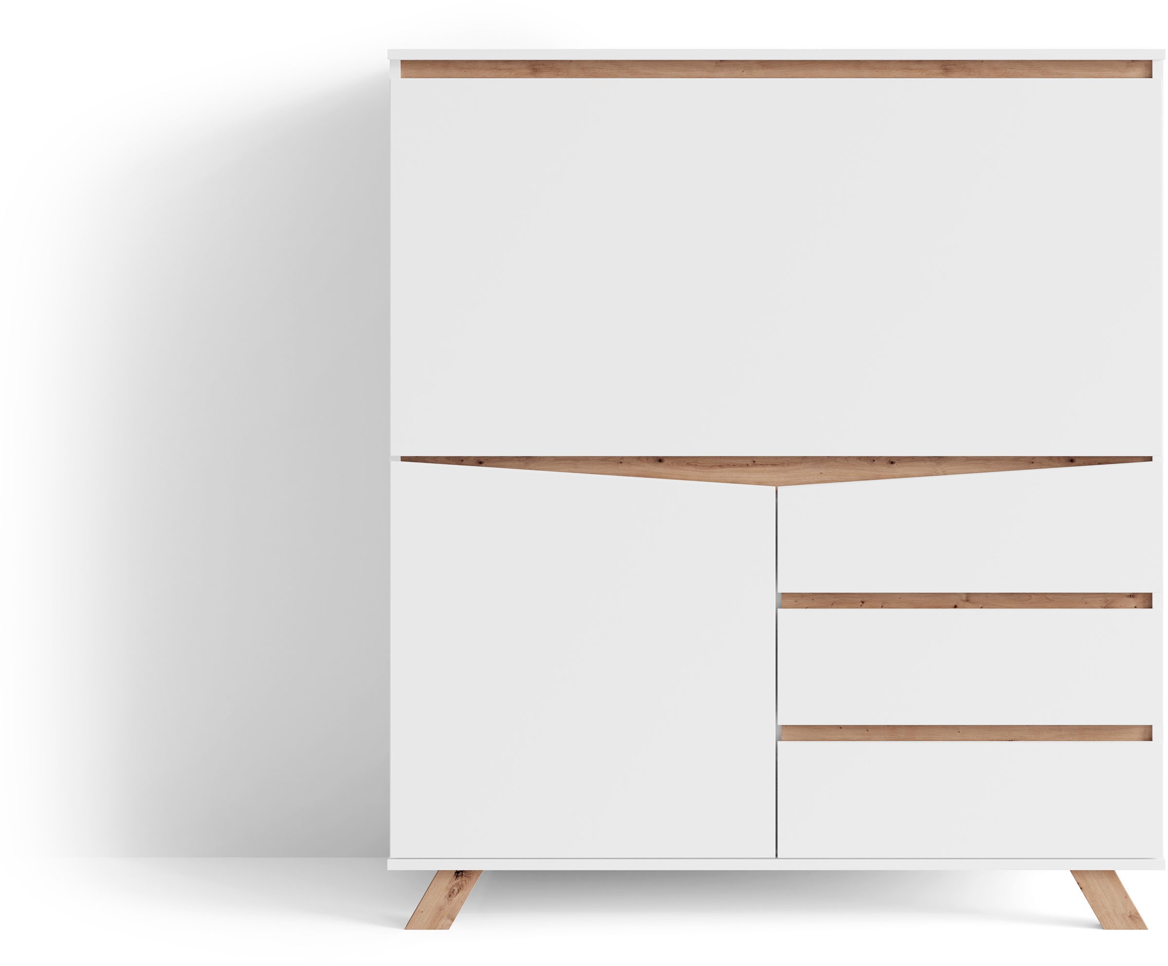 Sekretär BYLIVING "Valentin", weiß (weiß, artisan eiche), B:120cm H:127cm T:38cm, Sekretäre, Sekretär, platzsparende Arbeitslösung mit viel Stauraum, Breite 120 cm