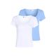 T-Shirt TOMMY JEANS "TJW 2PACK HENLEY SS RIB TEE" Gr. XS (34), blau (white, blue) Damen Shirts Jersey