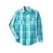 Men's Big & Tall Plaid Flannel Shirt by KingSize in Tidal Green Plaid (Size 2XL)