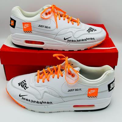 Nike Shoes | Men's Nike Air Max 1 Lx 'Just Do It' Shoes Sz 10.5 | Color: Orange/White | Size: 10.5