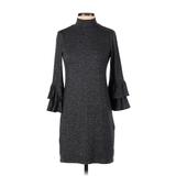 White House Black Market Casual Dress - Sweater Dress Turtleneck Long Sleeve: Gray Marled Dresses - Women's Size X-Small Petite