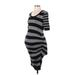 Motherhood Casual Dress - Midi Scoop Neck Short sleeves: Gray Print Dresses - Women's Size Small Maternity